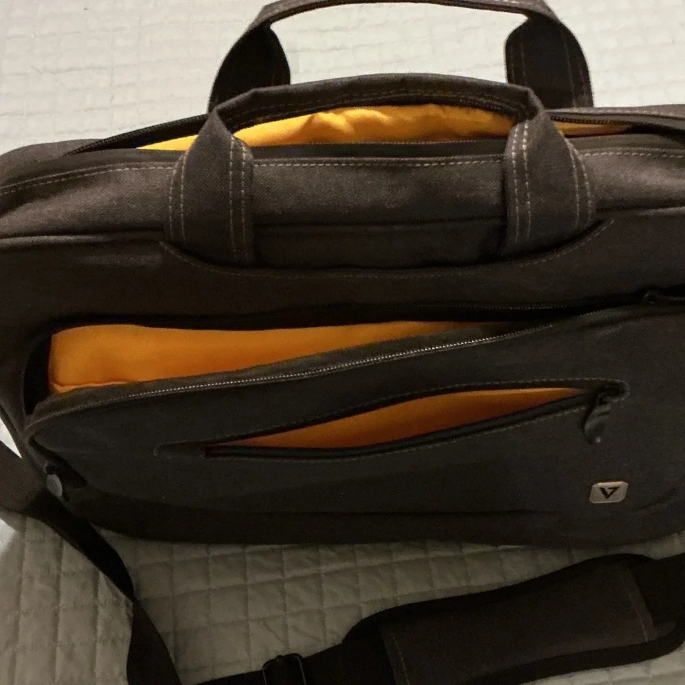 Grey Canvas Laptop Briefcase Bag